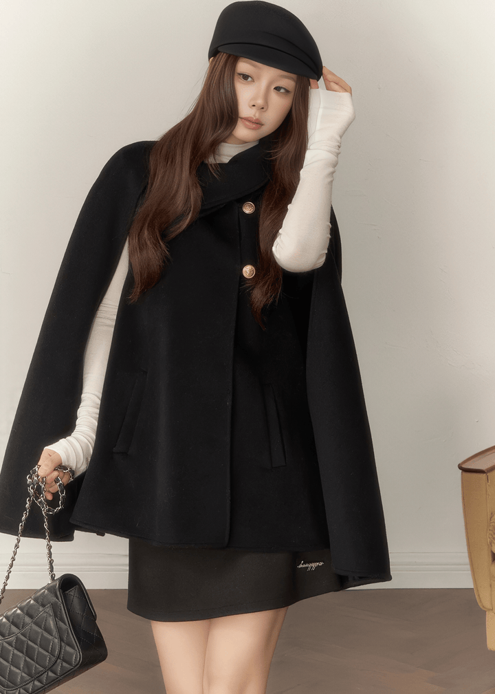 CLASSIC ASYMMETRIC CAPE COAT - ANLEM