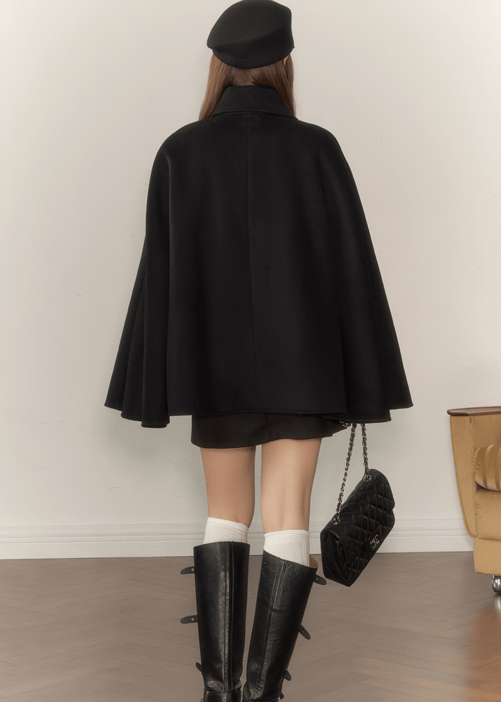 CLASSIC ASYMMETRIC CAPE COAT - ANLEM