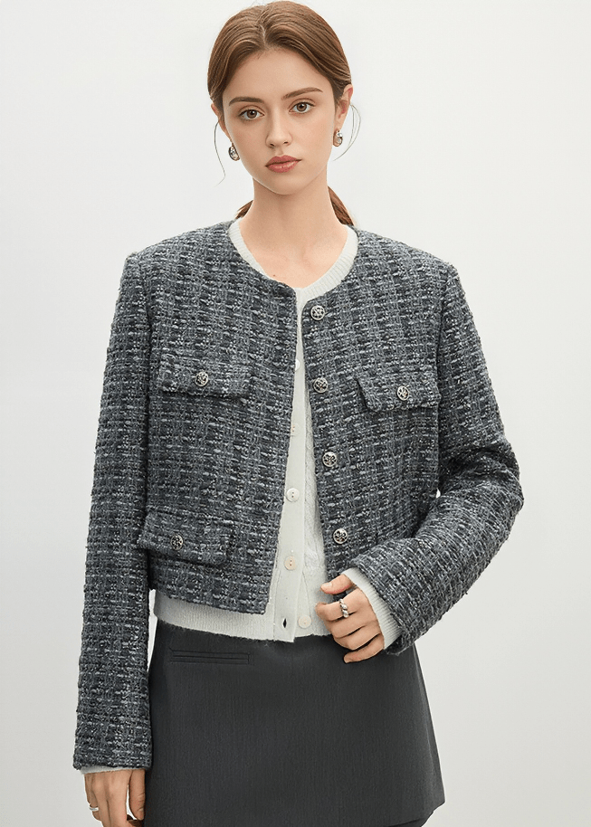 CLASSIC TWEED CROPPED JACKET - ANLEM