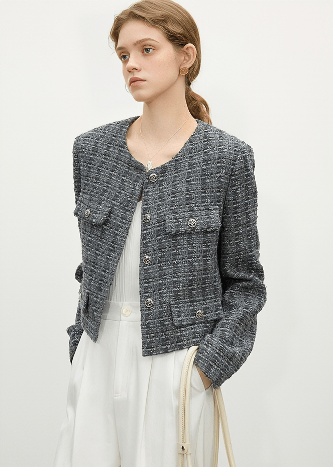 CLASSIC TWEED CROPPED JACKET - ANLEM