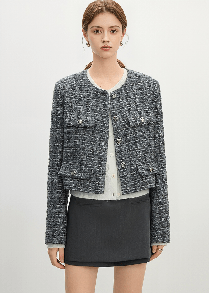 CLASSIC TWEED CROPPED JACKET - ANLEM