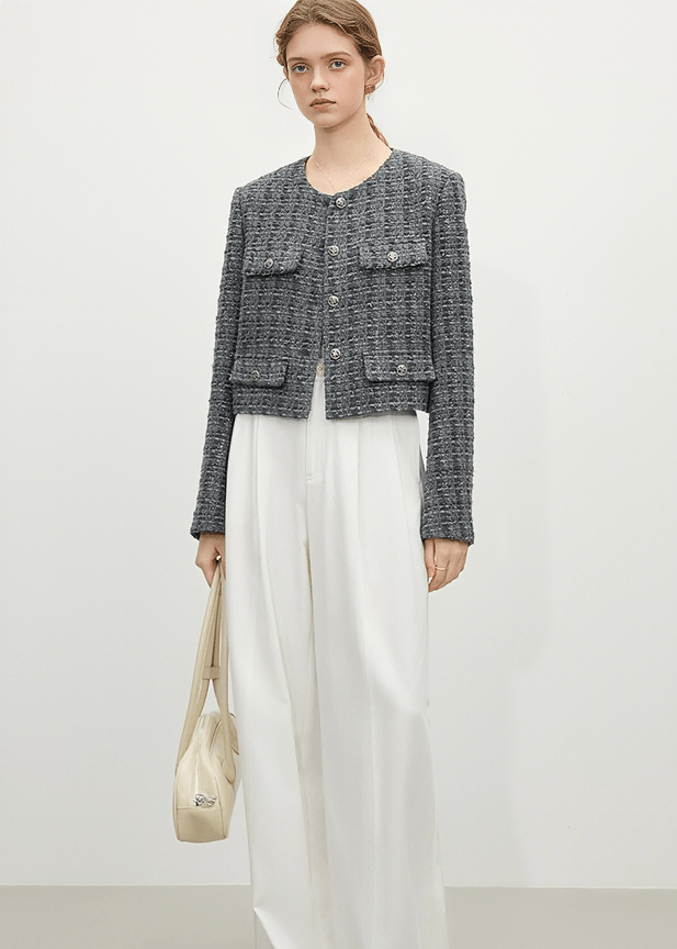 CLASSIC TWEED CROPPED JACKET - ANLEM