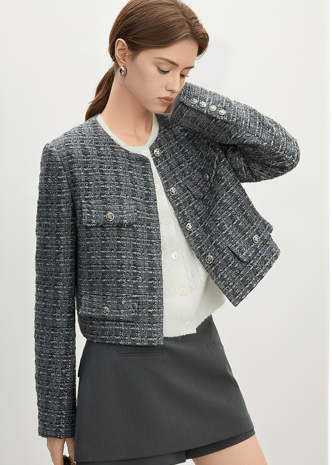 CLASSIC TWEED CROPPED JACKET - ANLEM