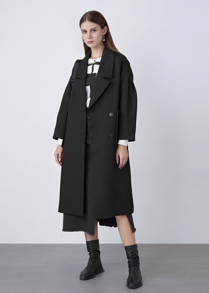 COLLAR POCKET COCOON COAT - ANLEM