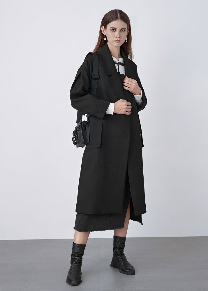 COLLAR POCKET COCOON COAT - ANLEM