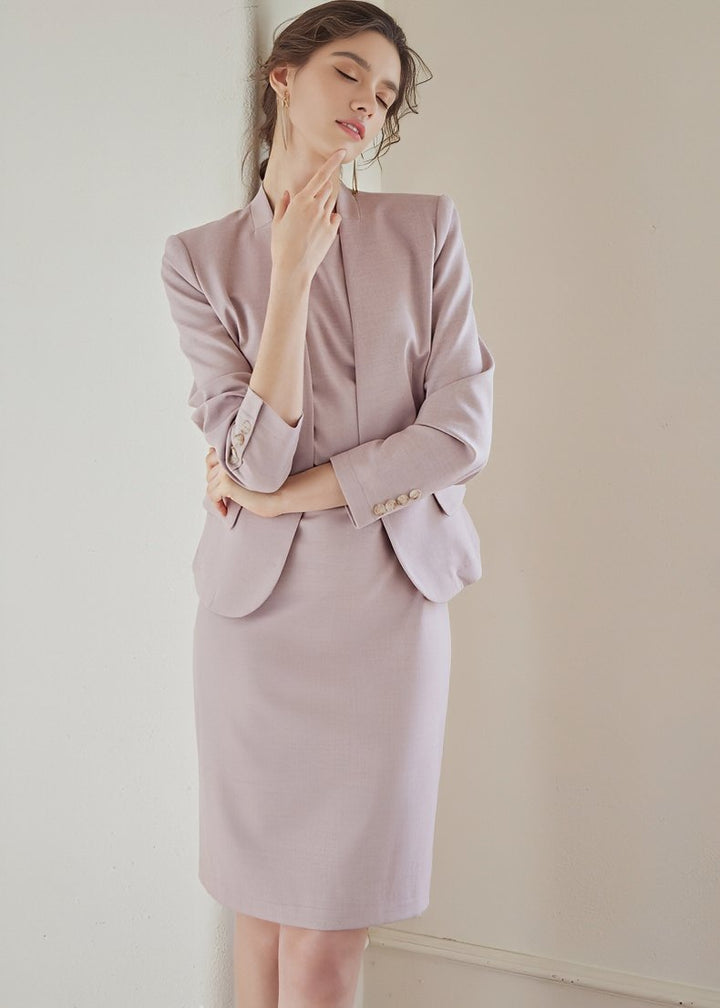 COLLARLESS FORM JACKET & DRESS - ANLEM