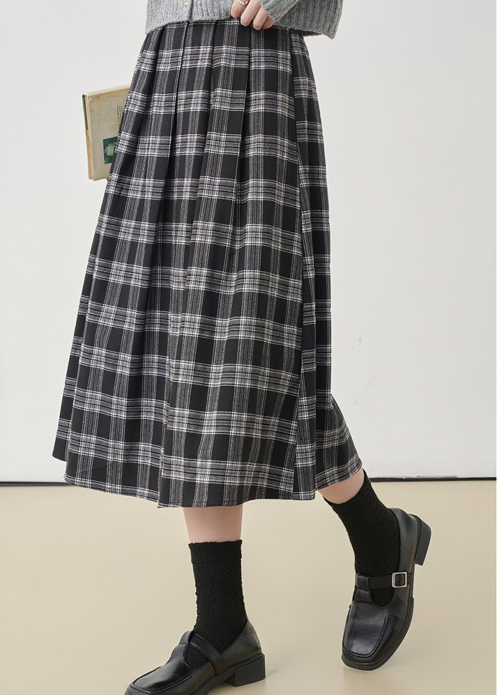 COLLEGE CHECK MIDI SKIRT - ANLEM