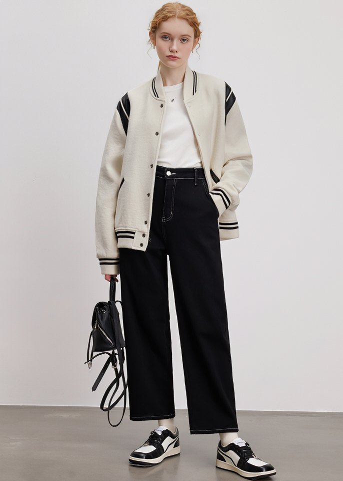 COLLEGE STYLE MONOCHROME JACKET - ANLEM