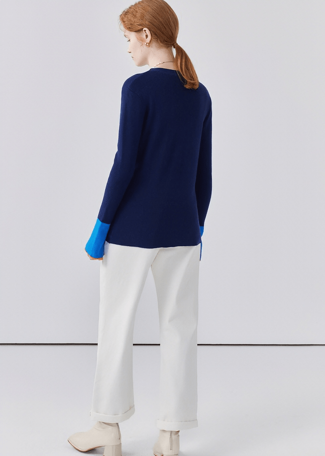 COLOR CONTRAST CUFF CARDIGAN - ANLEM