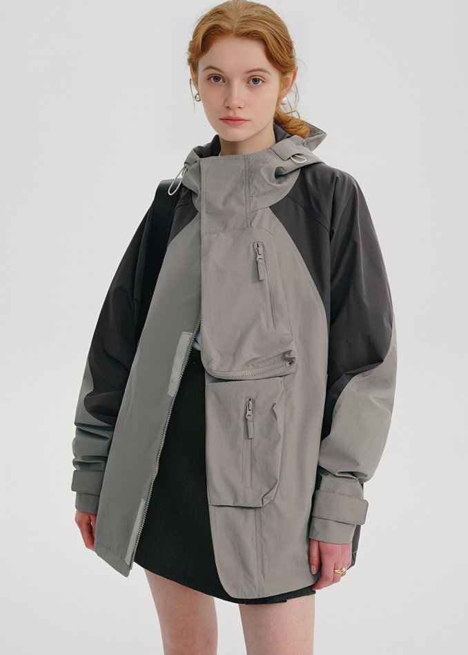 COLOR MATCHING PARKA JACKET - ANLEM