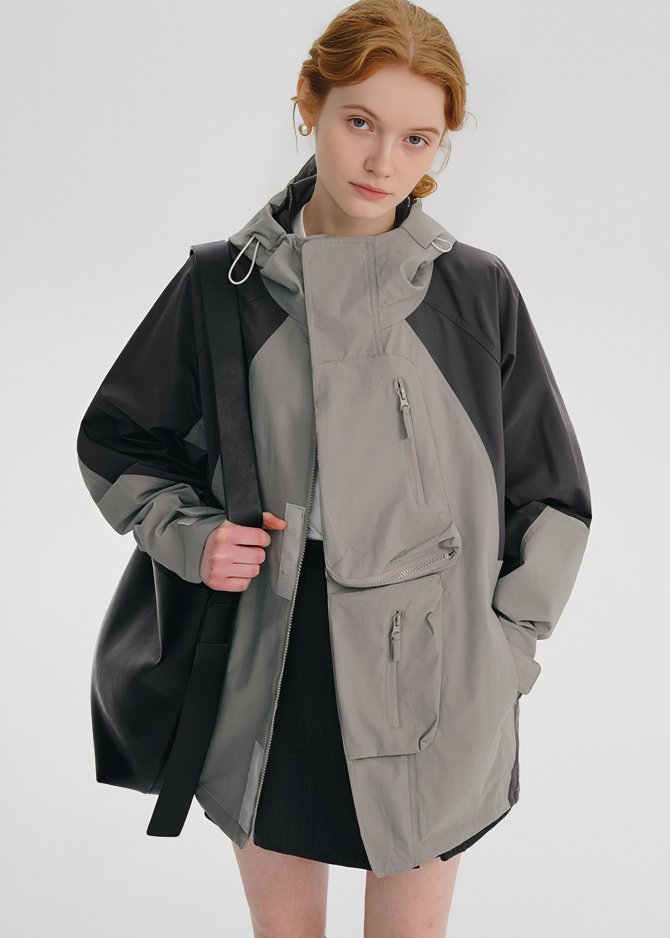 COLOR MATCHING PARKA JACKET - ANLEM