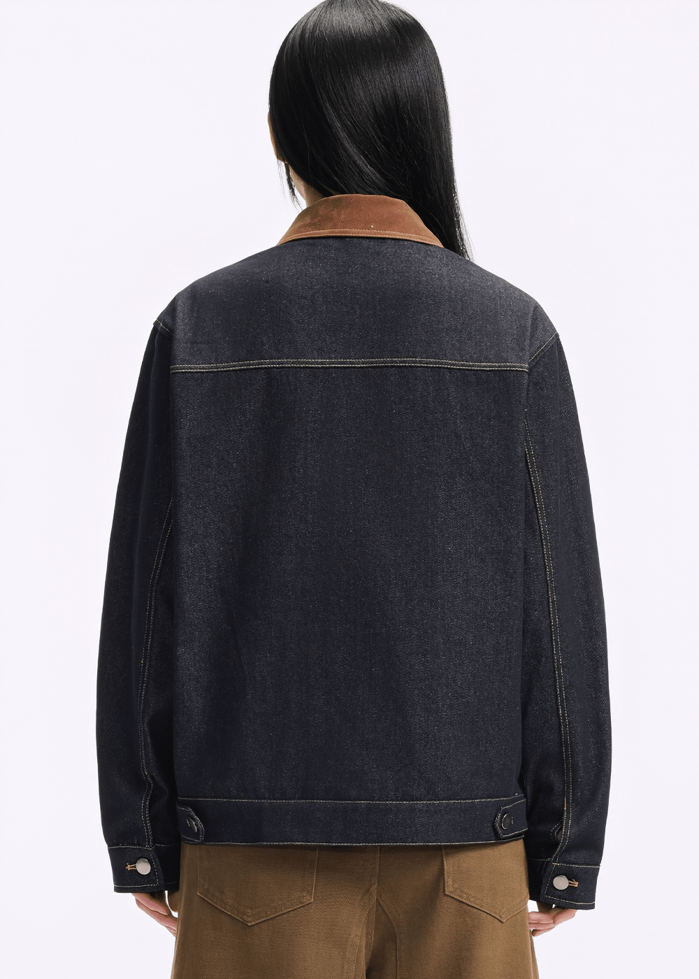 CONTRAST COLLAR DENIM JACKET - ANLEM