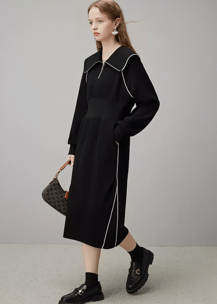 CONTRAST PIPING SAILOR DRESS - ANLEM