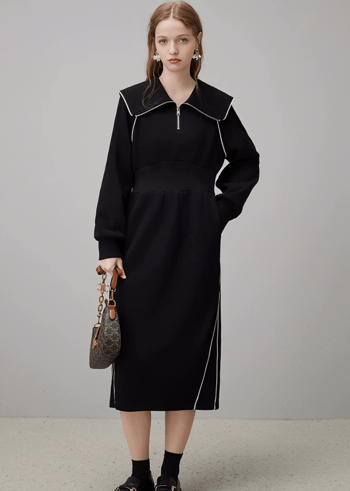 CONTRAST PIPING SAILOR DRESS - ANLEM