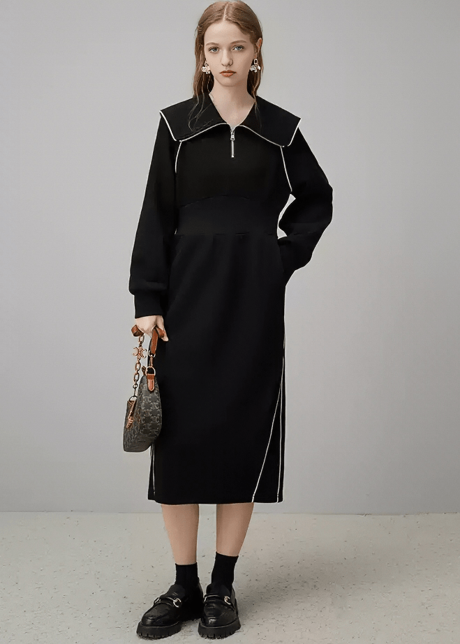 CONTRAST PIPING SAILOR DRESS - ANLEM