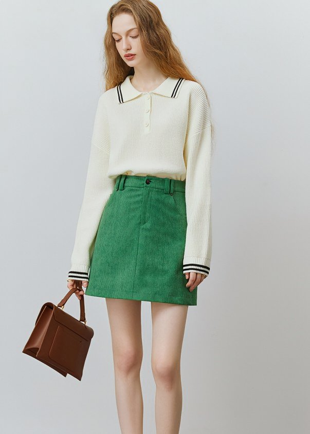 CORDUROY SLIM SHORT SKIRT - ANLEM