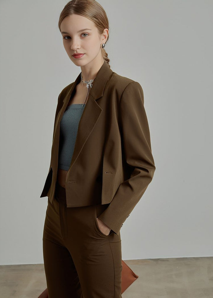 CROPPED MOCHA BLAZER - ANLEM