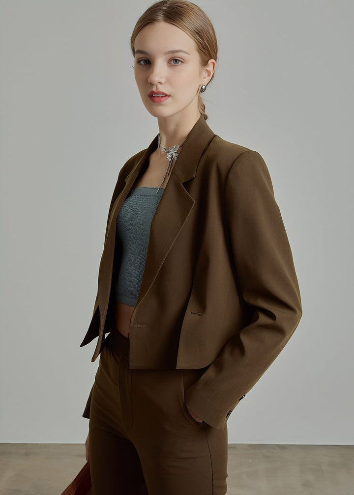 CROPPED MOCHA BLAZER - ANLEM