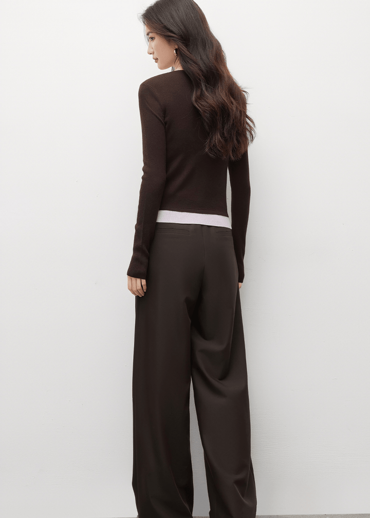 CROPPED RIBBED KNIT CARDIGAN - ANLEM