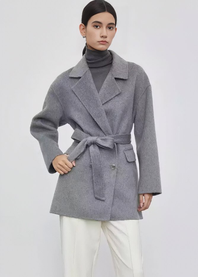 CROPPED WAIST TWEED COAT - ANLEM