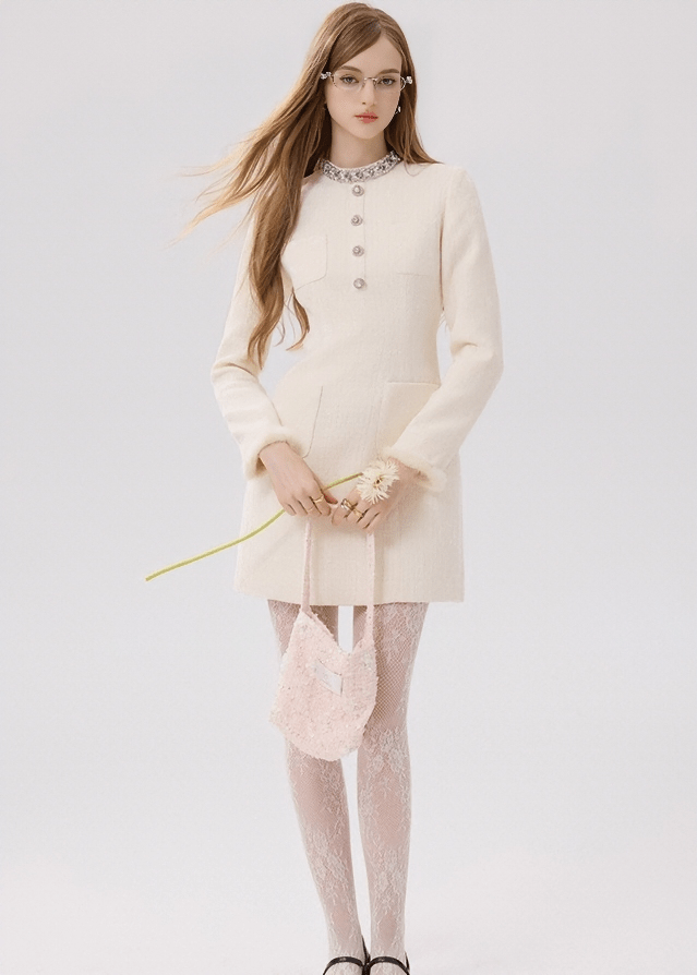 CRYSTAL COLLAR LUXURY DRESS - ANLEM