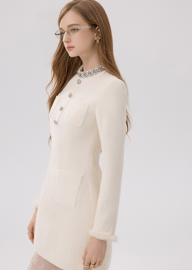 CRYSTAL COLLAR LUXURY DRESS - ANLEM