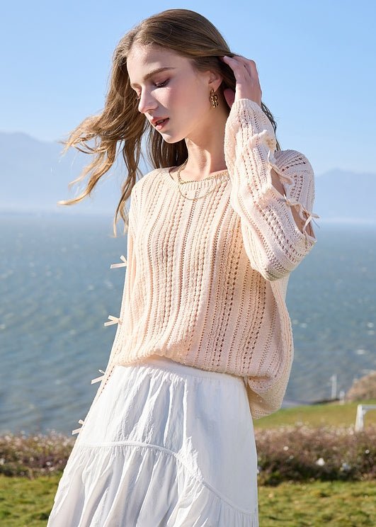 CUT - OUT RIBBON LONG SLEEVE KNIT - ANLEM