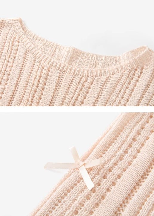 CUT - OUT RIBBON LONG SLEEVE KNIT - ANLEM