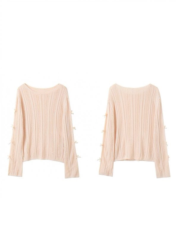 CUT - OUT RIBBON LONG SLEEVE KNIT - ANLEM