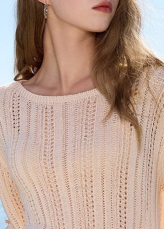 CUT - OUT RIBBON LONG SLEEVE KNIT - ANLEM