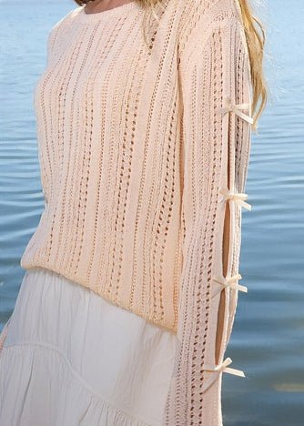 CUT - OUT RIBBON LONG SLEEVE KNIT - ANLEM