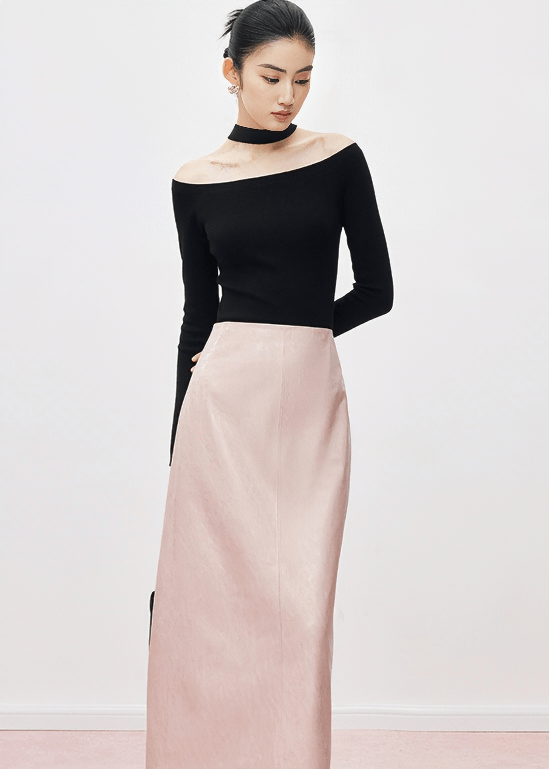 CUTOUT CHOKER KNIT TOP - ANLEM