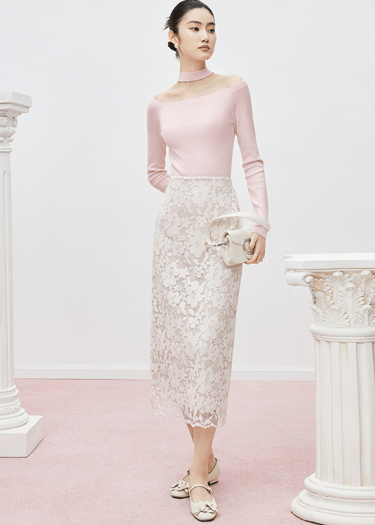 CUTOUT CHOKER KNIT TOP - ANLEM