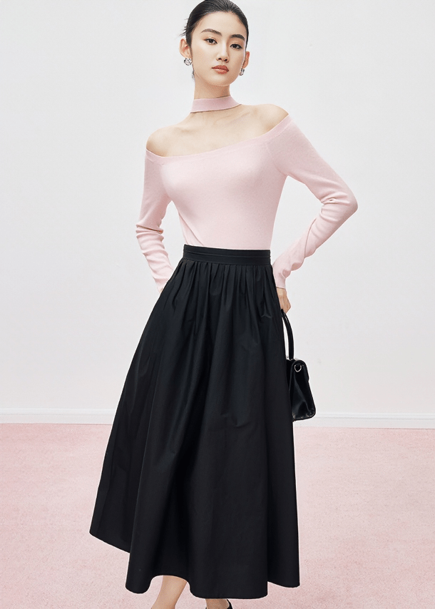 CUTOUT CHOKER KNIT TOP - ANLEM