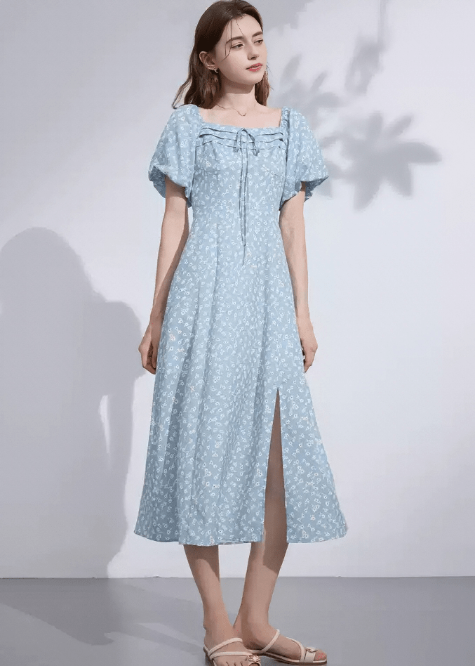 DAISY PRINT OFF - SHOULDER MIDI DRESS - ANLEM