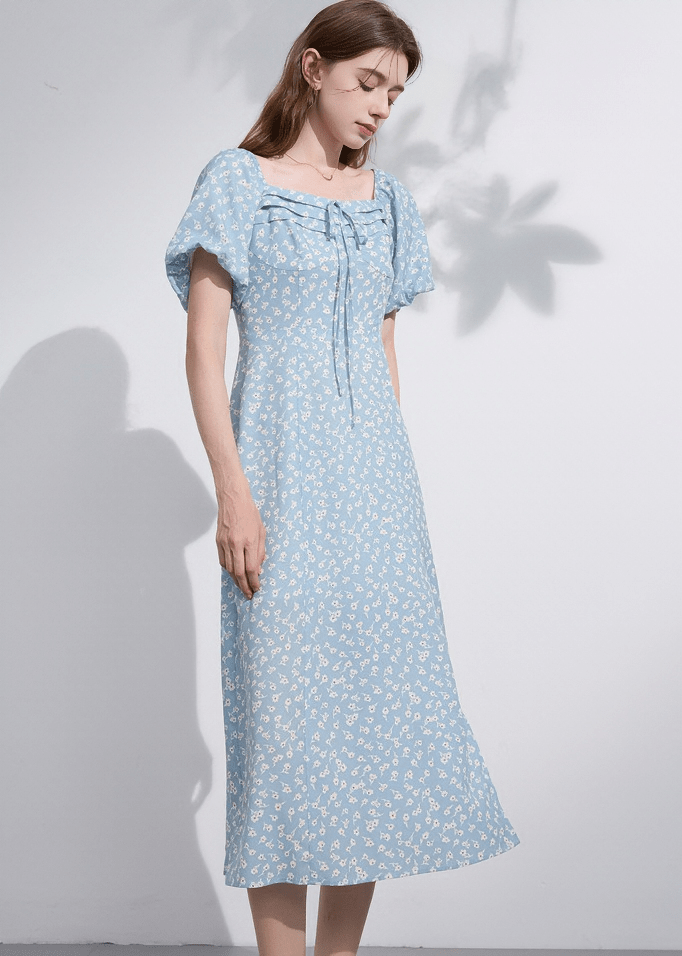 DAISY PRINT OFF - SHOULDER MIDI DRESS - ANLEM