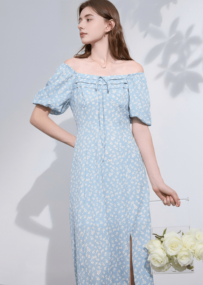 DAISY PRINT OFF - SHOULDER MIDI DRESS - ANLEM