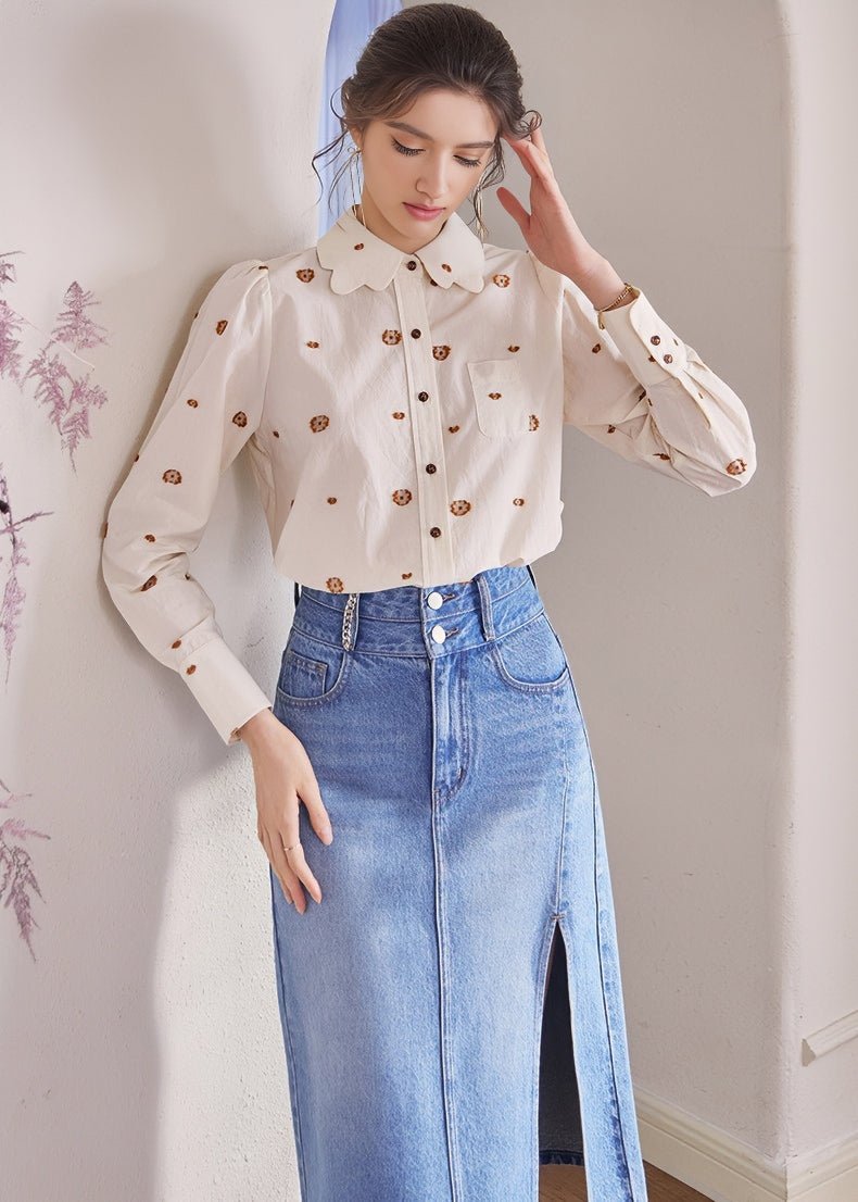 DESIGNER COLLAR EMBROIDERED SHIRT - ANLEM