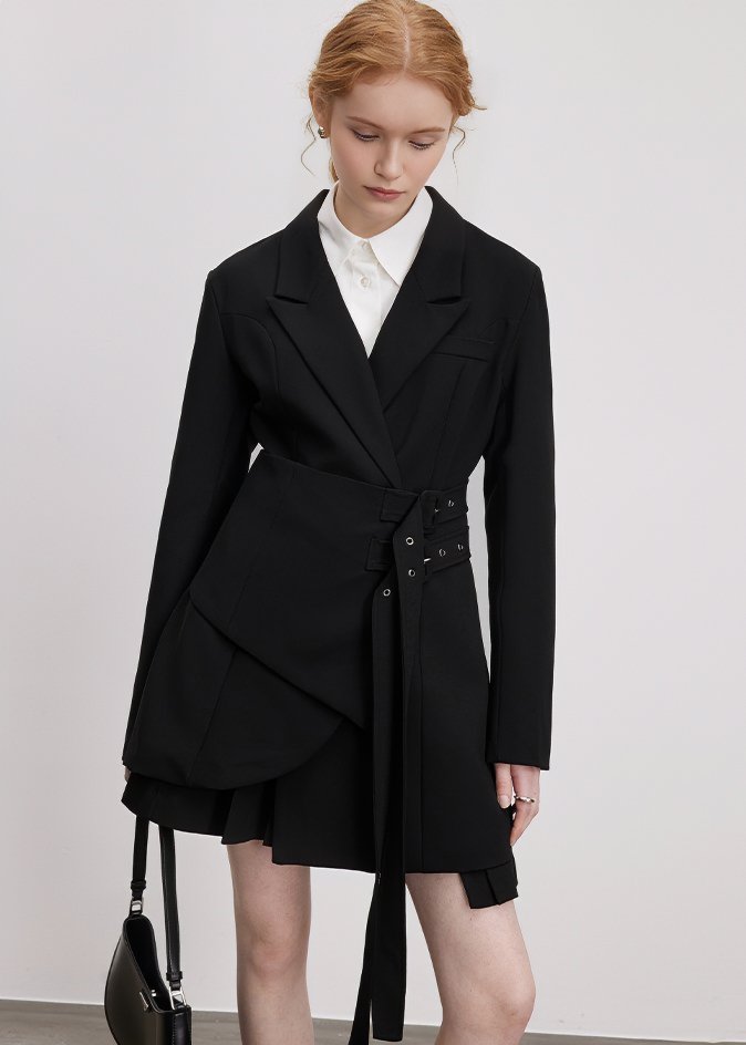 DOUBLE BELT MIDI JACKET - ANLEM