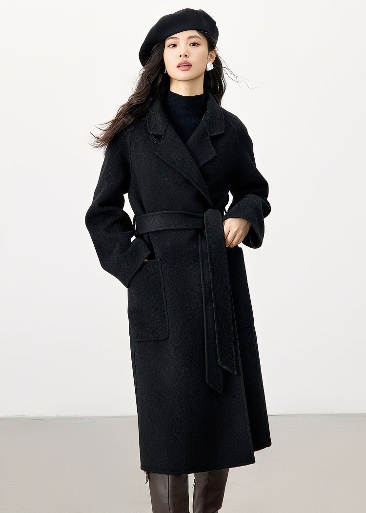 DOUBLE BREASTED BELT LONG COAT - ANLEM