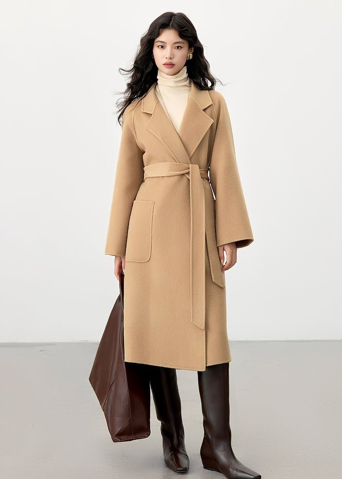 DOUBLE BREASTED BELT LONG COAT - ANLEM