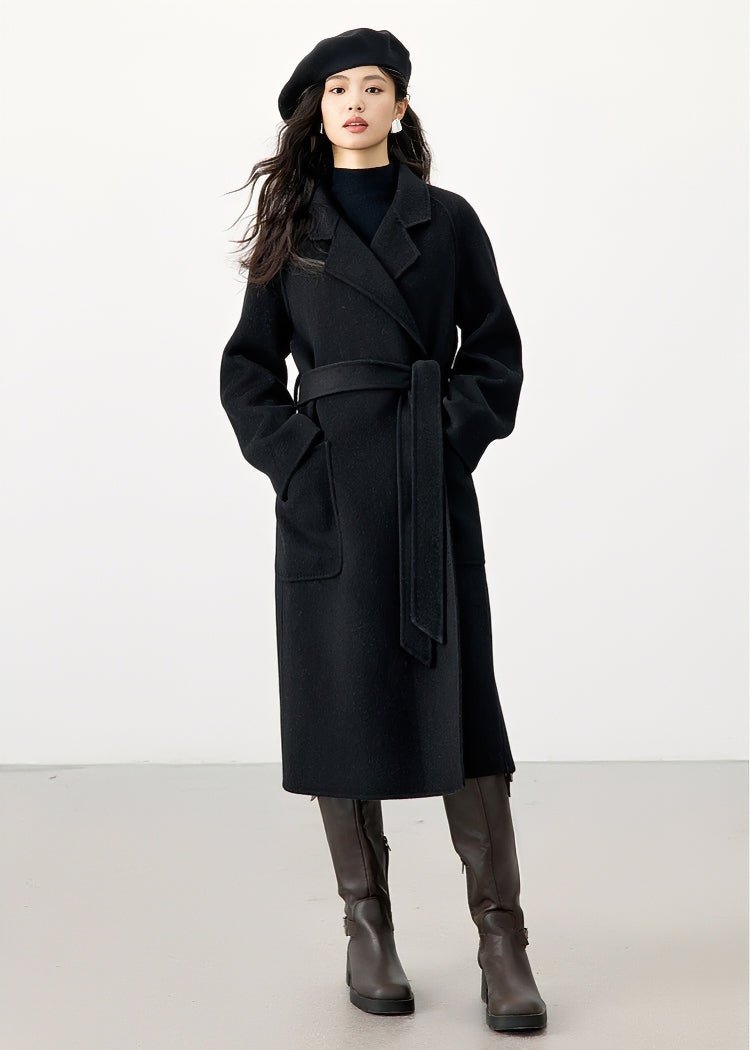 DOUBLE BREASTED BELT LONG COAT - ANLEM