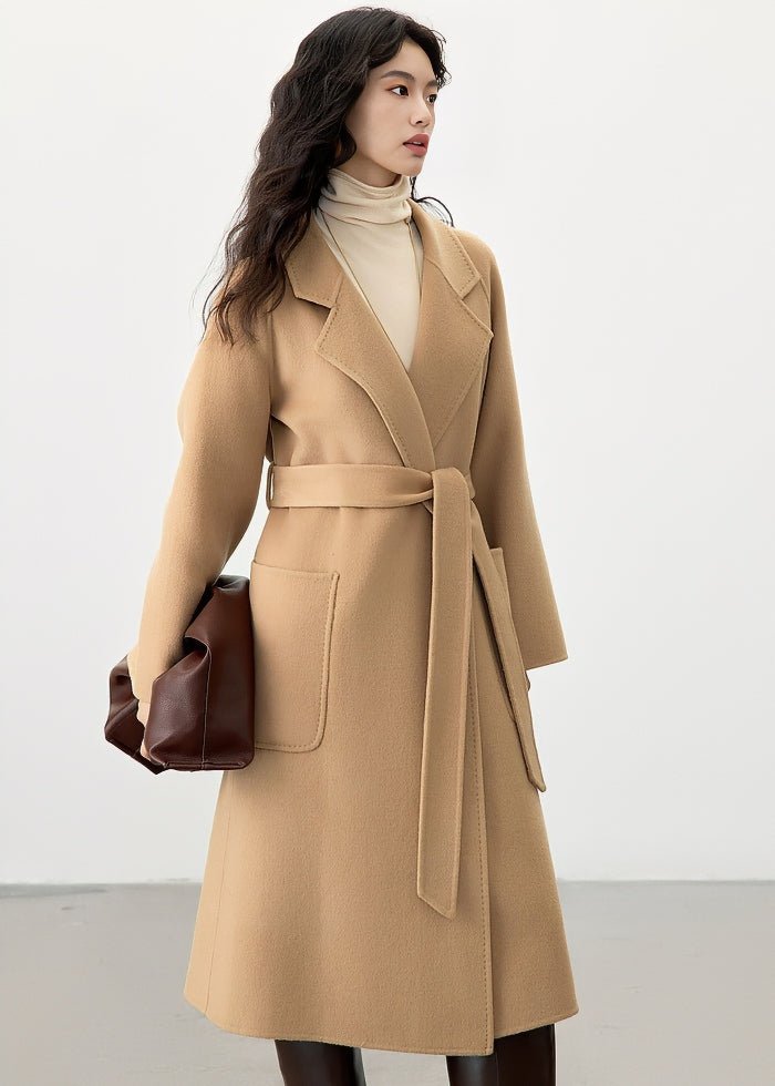 DOUBLE BREASTED BELT LONG COAT - ANLEM