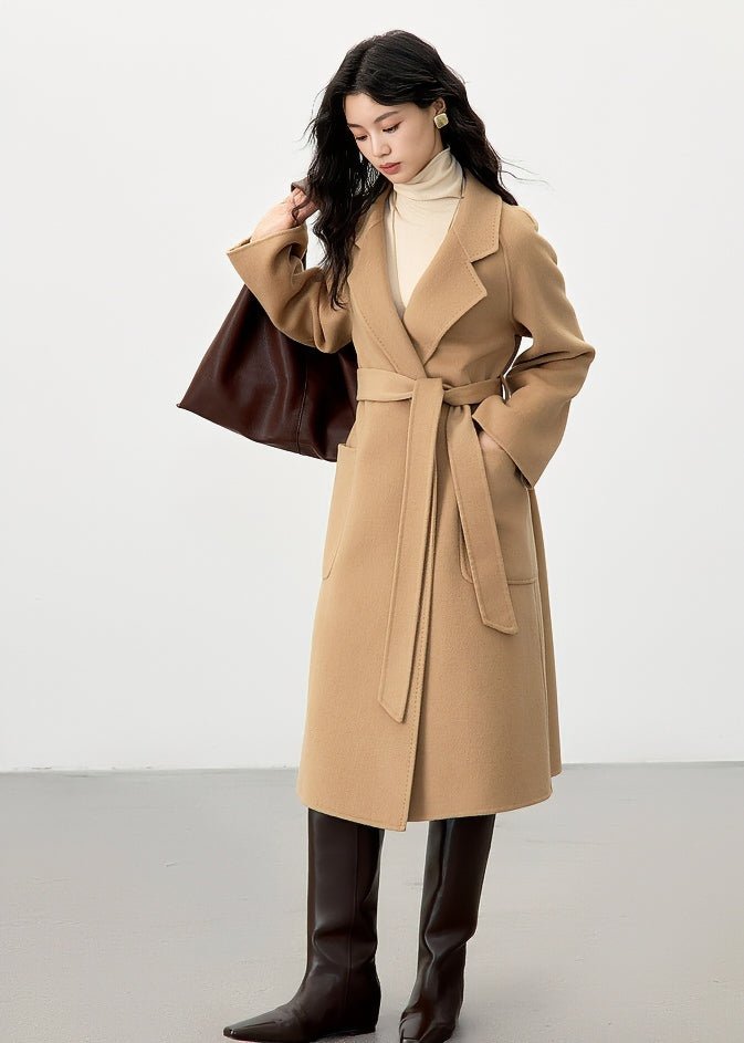 DOUBLE BREASTED BELT LONG COAT - ANLEM