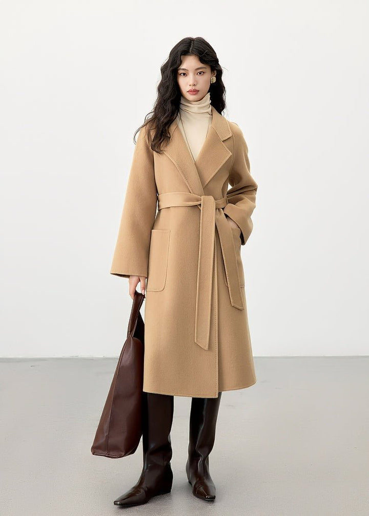 DOUBLE BREASTED BELT LONG COAT - ANLEM