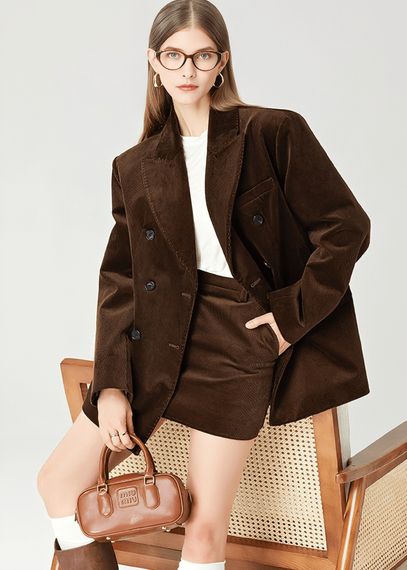 DOUBLE - BREASTED CORDUROY BLAZER - ANLEM