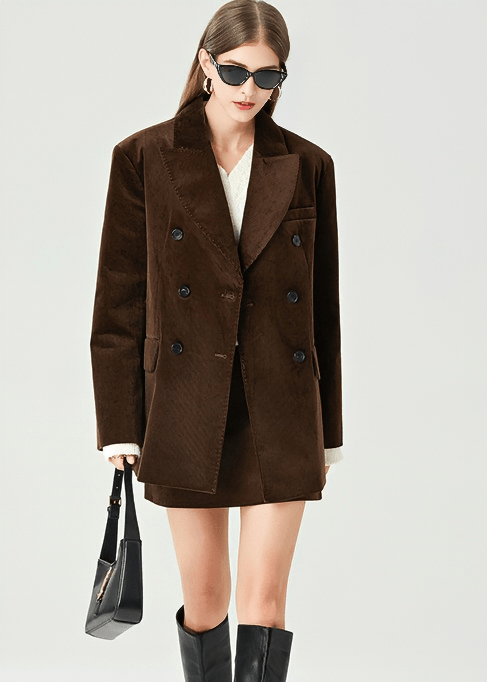 DOUBLE - BREASTED CORDUROY BLAZER - ANLEM