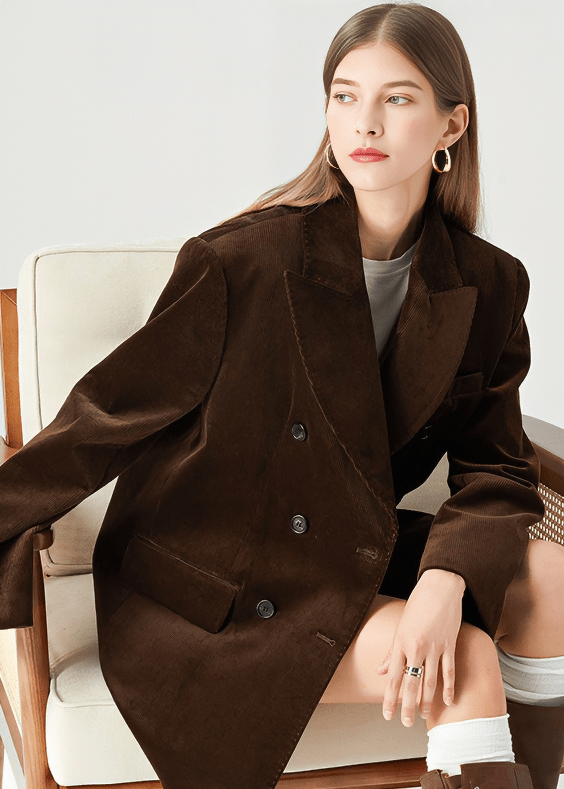 DOUBLE - BREASTED CORDUROY BLAZER - ANLEM