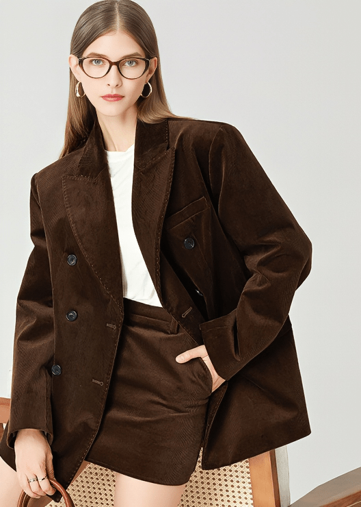 DOUBLE - BREASTED CORDUROY BLAZER - ANLEM