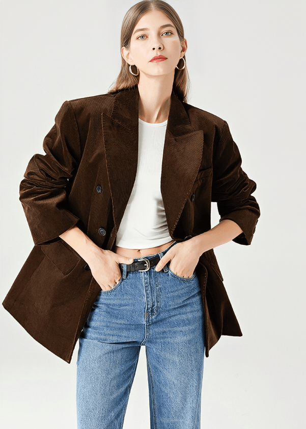 DOUBLE - BREASTED CORDUROY BLAZER - ANLEM